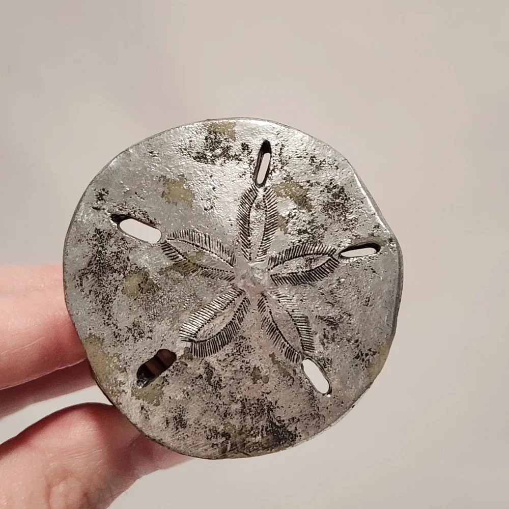 6 Coastal Napkin Rings Rattan Metal Sea Turtle Seahorse Sand Dollar Silver